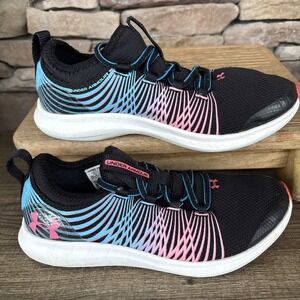 under armour mesh shoes 4 Youth Black With Pink And Blue Color Flare